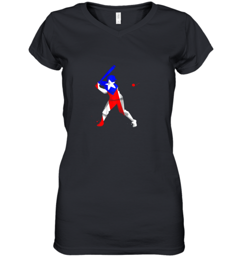Puerto Rico Baseball Puerto Rican Flag Nuyori Classic Women's V-Neck T-Shirt