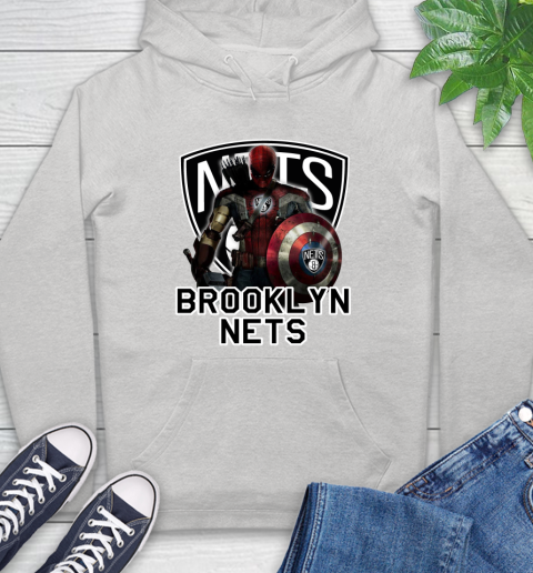 Brooklyn Nets NBA Basketball Captain America Thor Spider Man Hawkeye Avengers Hoodie