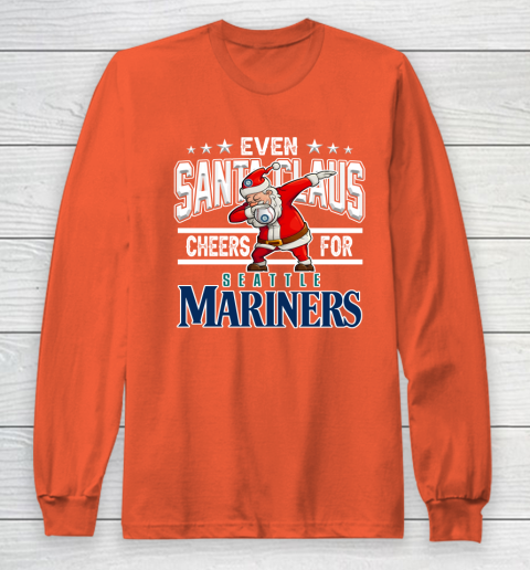 EveSeattle Mariners Even Santa Claus Cheers For Christmas MLB Long Sleeve T-Shirt 3