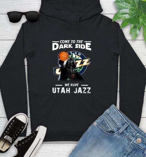 NBA Come To The Dark Side We Have Utah Jazz Star Wars Darth Vader Basketball Youth Hoodie