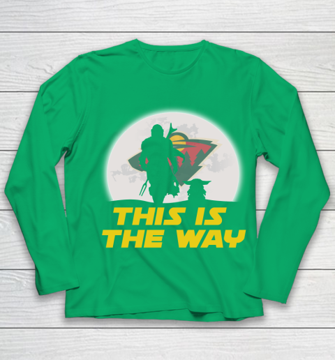 Minnesota Wild NHL Ice Hockey Star Wars Yoda And Mandalorian This Is The Way Youth Long Sleeve 4