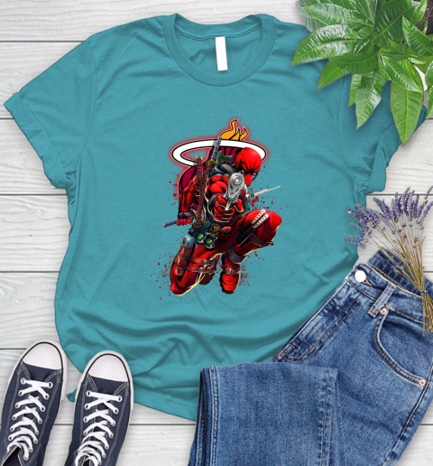 NBA Deadpool Marvel Comics Sports Basketball Miami Heat Women's T-Shirt 12