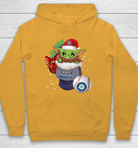 Seattle Mariners Christmas Baby Yoda Star Wars Funny Happy MLB Hoodie 3