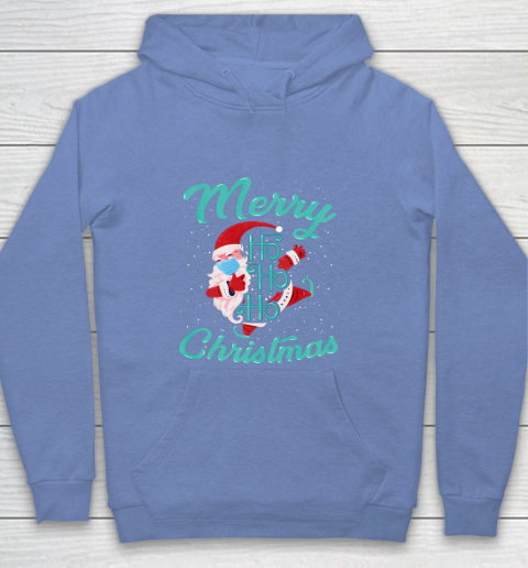 Merry Christmas Ho Ho Ho Santa Claus Wearing A Face Mask Youth Hoodie 8