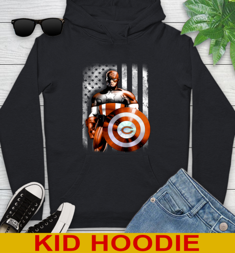 Chicago Bears NFL Football Captain America Marvel Avengers American Flag Shirt Youth Hoodie
