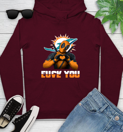 NHL Miami Dolphins Deadpool Love You Fuck You Football Sports Youth Hoodie 7