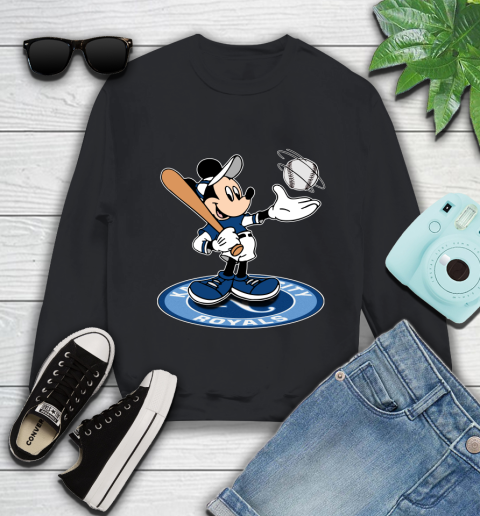 MLB Baseball Kansas City Royals Cheerful Mickey Disney Shirt Youth Sweatshirt