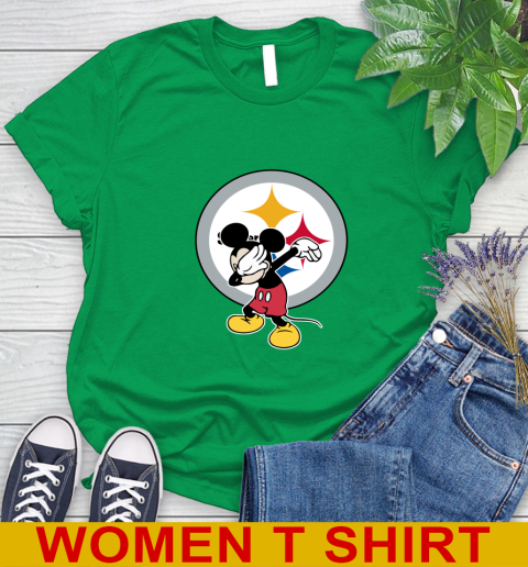 Pittsburgh Steelers NFL Football Dabbing Mickey Disney Sports Women's T-Shirt 6
