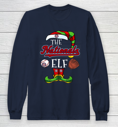Washington Nationals Christmas ELF Funny MLB Long Sleeve T-Shirt 2