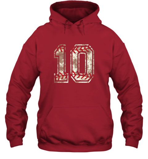 6pme baseball jersey number 10 vintage distressed hoodie 23 front red