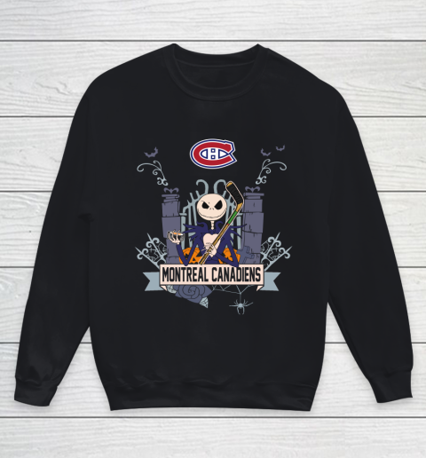 NHL Montreal Canadiens Hockey Jack Skellington Halloween Youth Sweatshirt