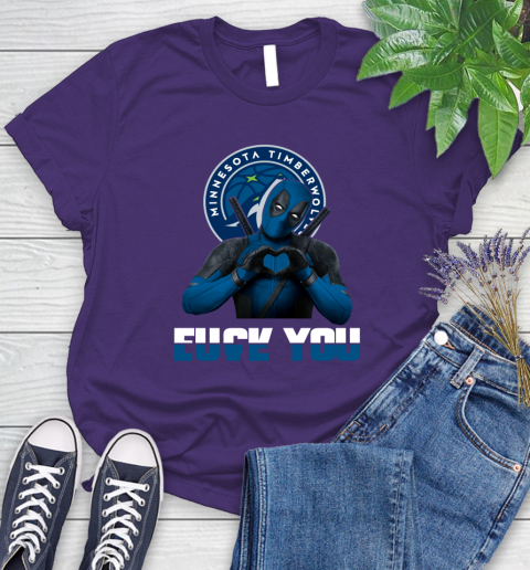 NBA Minnesota Timberwolves Deadpool Love You Fuck You Basketball Sports Women's T-Shirt 4