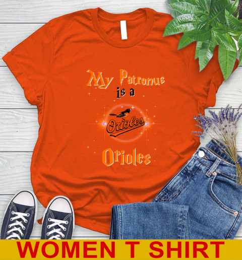 MLB Baseball Harry Potter My Patronus Is A Baltimore Orioles Women's T-Shirt 3