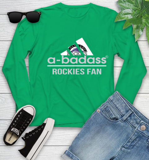 MLB A Badass Colorado Rockies Fan Adidas Baseball Sports Youth Long Sleeve - Image 8