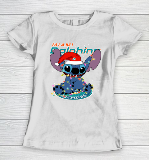 Miami Dolphins NFL Football noel stitch Christmas Women's T-Shirt