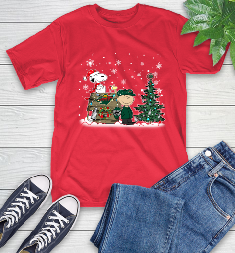 NHL Minnesota Wild Snoopy Charlie Brown Woodstock Christmas Stanley Cup Hockey T-Shirt 11