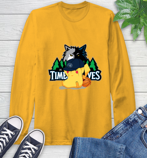 NBA Pikachu Basketball Sports Minnesota Timberwolves Long Sleeve T-Shirt 3