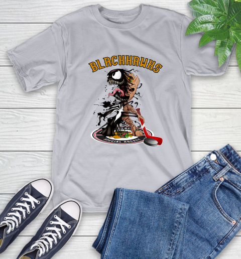NHL Chicago Blackhawks Hockey Venom Groot Guardians Of The Galaxy T-Shirt 6