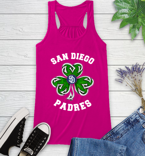 MLB San Diego Padres Three Leaf Clover St Patrick's Day Baseball Sports Racerback Tank 7