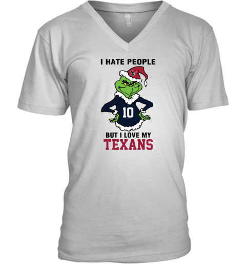 I Hate People But I Love My Texans Houston Texans NFL Teams V-Neck T-Shirt