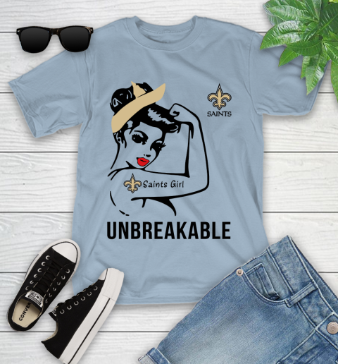 NFL New Orleans Saints Girl Unbreakable Football Sports Youth T-Shirt 16