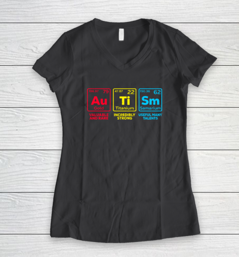 Autism Awareness Elements Periodic Table Women's V-Neck T-Shirt 4