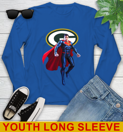 NFL Superman DC Sports Football Green Bay Packers Youth Long Sleeve 10
