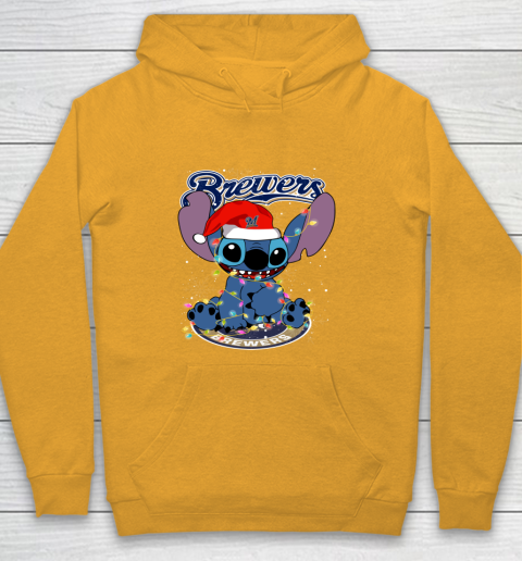 Milwaukee Brewers MLB noel stitch Baseball Christmas Youth Hoodie 2