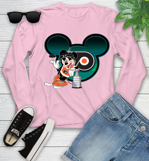 NHL Philadelphia Flyers Stanley Cup Mickey Mouse Disney Hockey T Shirt Youth Long Sleeve 10