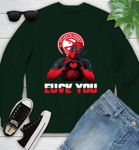 NBA Atlanta Hawks Deadpool Love You Fuck You Basketball Sports Youth Sweatshirt 9