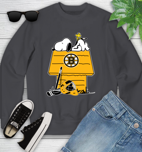 Boston Bruins NHL Hockey Snoopy Woodstock The Peanuts Movie Youth Sweatshirt 6