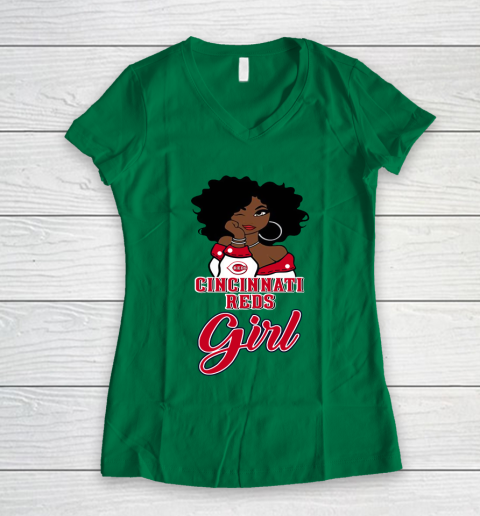 Cincinnati Reds Girl MLB Women's V-Neck T-Shirt 5