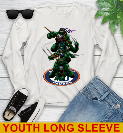 MLB Baseball San Diego Padres Teenage Mutant Ninja Turtles Shirt Youth Long Sleeve 12