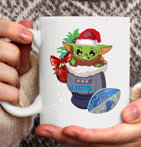 Detroit Lions Christmas Baby Yoda Star Wars Funny Happy NFL Ceramic Mug 11oz 2