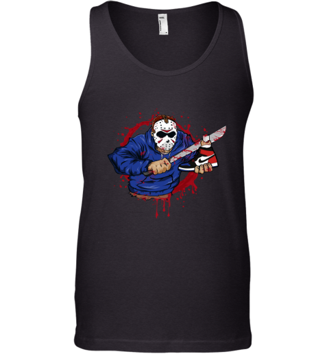Air Jordan 1 Top 3 Jordan 1 Matching Sneaker Tshirt Jason Voorhees Black and Blue Jordan Tshirt
