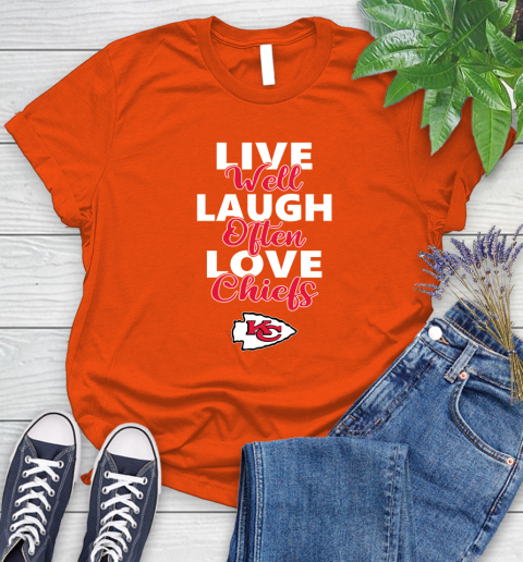 NFL Football Kansas City Chiefs Live Well Laugh Often Love Shirt Women's T-Shirt 3