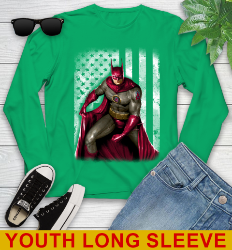 Los Angeles Angels MLB Baseball Batman DC American Flag Shirt Youth Long Sleeve 7