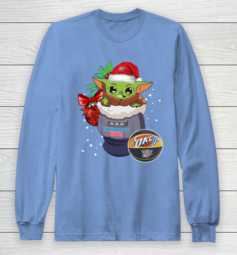 Oklahoma City Thunder Christmas Baby Yoda Star Wars Funny Happy NBA Long Sleeve T-Shirt 11