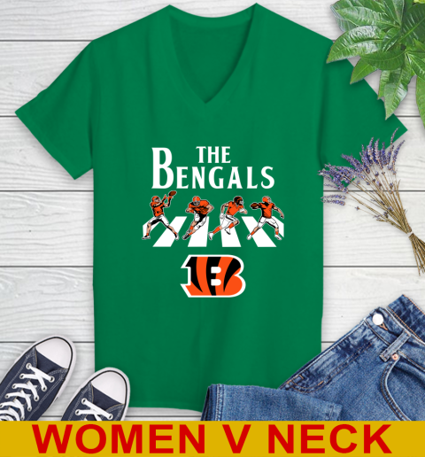 NFL Football Cincinnati Bengals The Beatles Rock Band Shirt Women's V-Neck T-Shirt 5