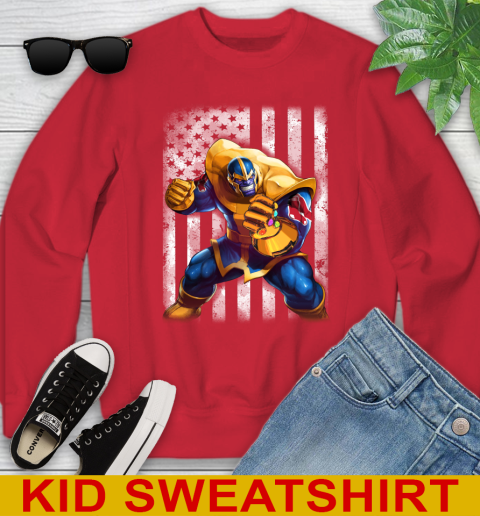 MLB Baseball Boston Red Sox Thanos Marvel American Flag Shirt Youth Sweatshirt 7
