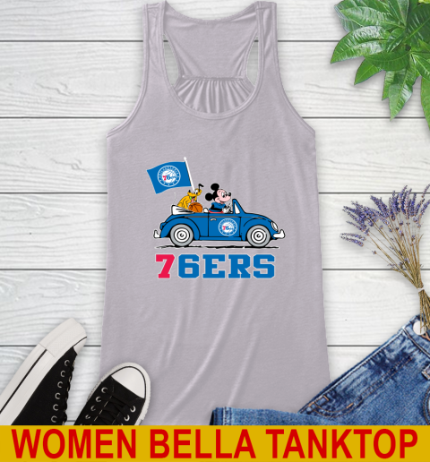 NBA Basketball Philadelphia 76ers Pluto Mickey Driving Disney Shirt Racerback Tank 5