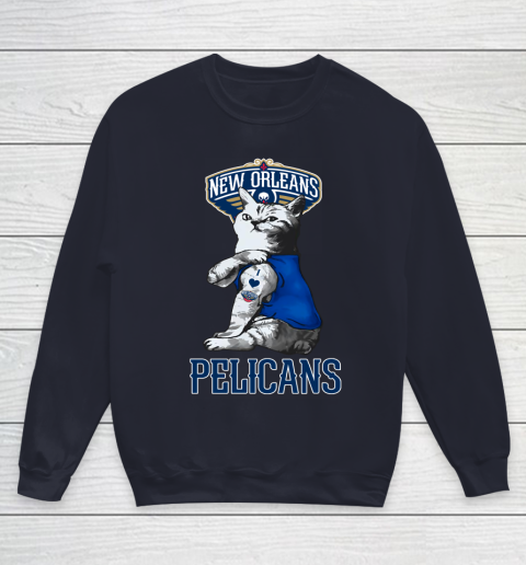 NBA Basketball My Cat Loves New Orleans Pelicans Youth Sweatshirt 2