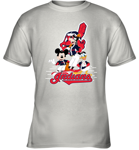 Cleveland Indians Mickey Donald And Goofy Baseball Youth T-Shirt