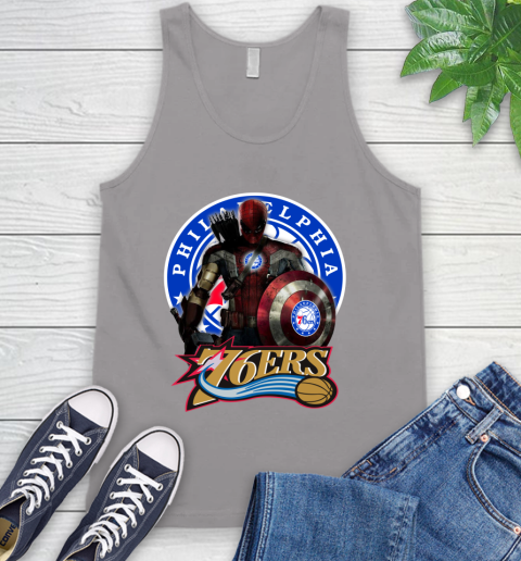 Philadelphia 76ers NBA Basketball Captain America Thor Spider Man Hawkeye Avengers (1) Tank Top 4