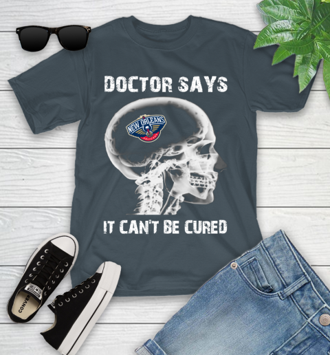 NBA New Orleans Pelicans Basketball Skull It Can't Be Cured Shirt Youth T-Shirt 9