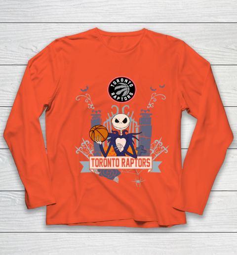 NBA Toronto Raptors Basketball Jack Skellington Halloween Youth Long Sleeve 3