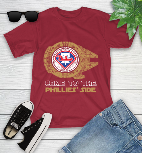 MLB Come To The Philadelphia Phillies Side Star Wars Baseball Sports Youth T-Shirt 14