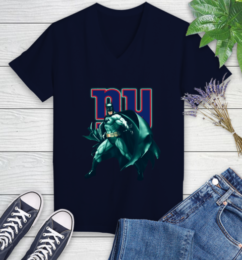 NFL Batman Football Sports New York Giants Women's V-Neck T-Shirt 3