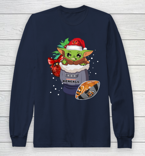 Cincinnati Bengals Christmas Baby Yoda Star Wars Funny Happy NFL Long Sleeve T-Shirt 4