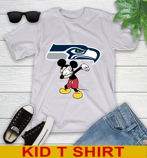 Seattle Seahawks NFL Football Dabbing Mickey Disney Sports Youth T-Shirt 5